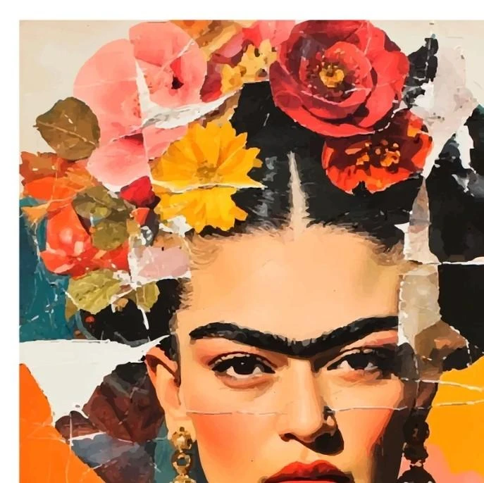 Poster with floral collage inspired by Frida Kahlo | A3 – photo 3